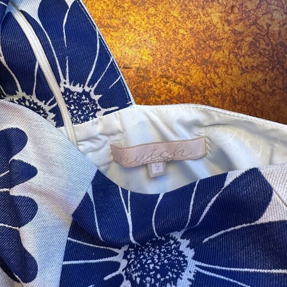 Anthropologie/Hutch Dress Size 2 Halter neckline Fit Flare Ruffle Blue and Dress - Picture 4 of 5